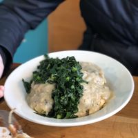 Biscuits and gravy, kale could use some seasoning   at Off The Griddle - Southeast in Portland