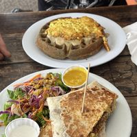 crunch wrap with side salad + hunny mustard. Stuffed waffle.   at Off The Griddle - Southeast in Portland
