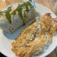 Brek burrito with hash  at Off The Griddle - Southeast in Portland