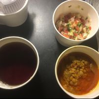 eggplant stew, Persian tea, & fresh cucumber tomato & lime salad.  at Bar Koko in Honolulu