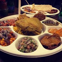 Indian night at The Core, by ‘The Indian Guy’ theindianguy.co.uk - taster plate was delicious! These guys do delivery.... all vegan.  at The Core in Swindon