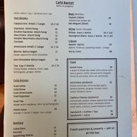 Temporary menu  at Cafe Bastet in Jerusalem