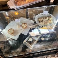 Vegan desserts on top in case  at Cafe Bastet in Jerusalem