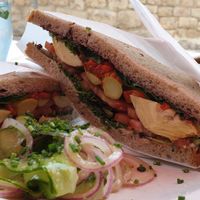Artichoke sandwich at Cafe Bastet in Jerusalem