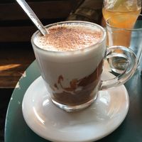 Delicious vegan hot chocolate and iced cinnamon cider at Cafe Bastet in Jerusalem