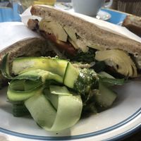 Artichoke sandwich - be warned it’s one of the biggest sandwiches I’ve ever eaten! But delicious  at Cafe Bastet in Jerusalem
