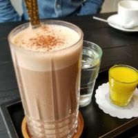 Cashew Milk Hot Chocolate with Cold Ginger Shot at The Green in Nuremberg