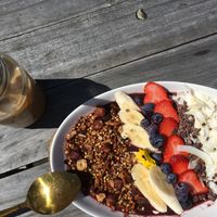 Açai Bowl and Iced Latte at Conscious Cravings Co in Mordialloc