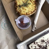 Shepherd lentil pie and cookies and cream tart ($20) at Conscious Cravings Co in Mordialloc