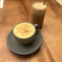 Leche dorada y café   at Suwa Restaurante Vegano in Queretaro