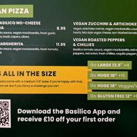 Menu at Basilico - Marylebone in London