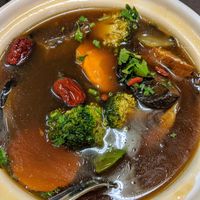 Claypot stew with vegetables and red dates at Rice House 谷王栈( 粥大王) in Central Singapore