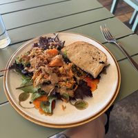 Half sandwich and salad  at Friends of the Earth Cafe in Collingwood