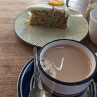 Citrus Cake and Chai (chai crap, cake delicious) at Friends of the Earth Cafe in Collingwood