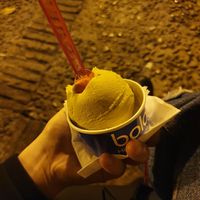 Pistachio ice cream at OLMO Heladería Artesanal in Sevilla