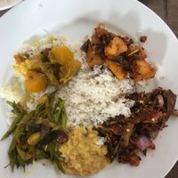 Rs420 for 5 curries and papadam, must be ordered hours in advance  at No. 1 Dewmini Roti Shop in Mirissa