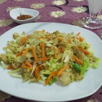 Veg kotthu (chili on the side is standard apparently) at Dimali Inn in Mirissa
