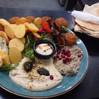 Falafel plate with vegetables at SimSim in Munich