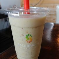 $4.99 Small Ocean Smoothie: orange, banana, Pineapple and date, really nice, a bit sweet, one of our favorite at Salubrious Juice & More in Frisco