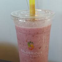 Large Strawberry Banana Smoothie with dates added at Salubrious Juice & More in Frisco