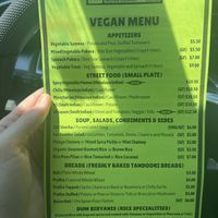Vegan menu May 2022 (front)  at Rajput Indian Cuisine in Norfolk