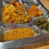 My tray from the vegan buffet on the 1st Wednesday of every month!  at Rajput Indian Cuisine in Norfolk
