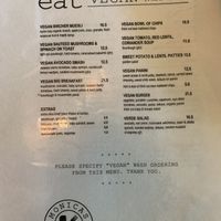 Vegan menu   at Monica's Cafe in Maleny