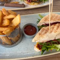 Panini w a side of fries   at Monica's Cafe in Maleny