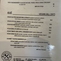 Vegan menu   at Monica's Cafe in Maleny