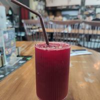 Beetroot-Carrot-Ginger juice at Basilicom in Koh Samui