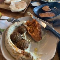 Falafel & hummus, sweet potatoes & tahini  at Basilicom in Koh Samui