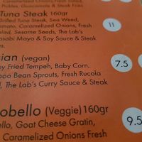 vegan option on menu at The Lab in Maastricht