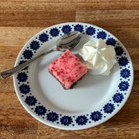 black licorice raspberry fika  at Ebbas in Lund