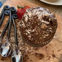 Avocado chocolate mousse with candied nuts at The Gold Leaf in Fort Collins