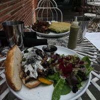 Gluten-free Mushroom melt with beet salad.

Supreme crunch wrap - not gluten-free at The Gold Leaf in Fort Collins
