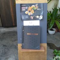 Menu stand at Sushi Kitchen in Penang