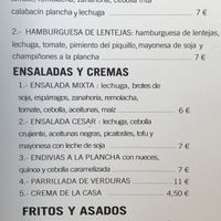 Carta vegana at Pitas Pitas in Plasencia