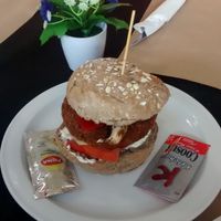 Hamburguesa de lentejas at Pitas Pitas in Plasencia