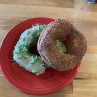 Vegan pistachio donut and vegan cinnamon sugar donut   at Smack Dab in Chicago