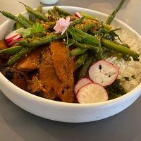 Rice Bowl with seitan at Wilk Syty in Wroclaw
