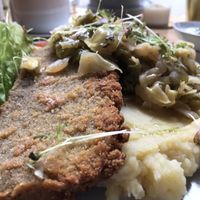 Seitan schabowy cotlet at Wilk Syty in Wroclaw