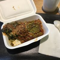 Delicious vegan lasagna  at Happy Feel in Lyon