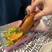 The almost invisible burger patty 😅🥲  at Vegan Junk Food Bar - 2D in Amsterdam