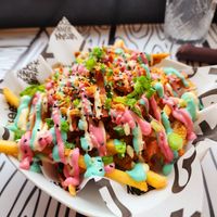 Rainbow fries at Vegan Junk Food Bar - 2D in Amsterdam
