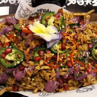 Loaded sweet potato fries at Vegan Junk Food Bar - 2D in Amsterdam