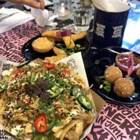 vegan kapsaon, shrimp and coconut bitterballen at Vegan Junk Food Bar - 2D in Amsterdam