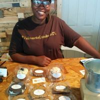 Owner Ella, with vegan offerings for the day at Crumbville in Houston