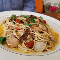 Mushroom pasta at Jenny's Bread in Seogwipo