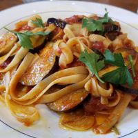Eggplant fettuccine at Jenny's Bread in Seogwipo