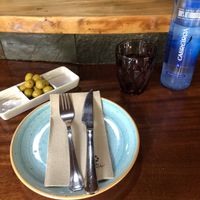 olives and water to start  at Lluvia in Alicante